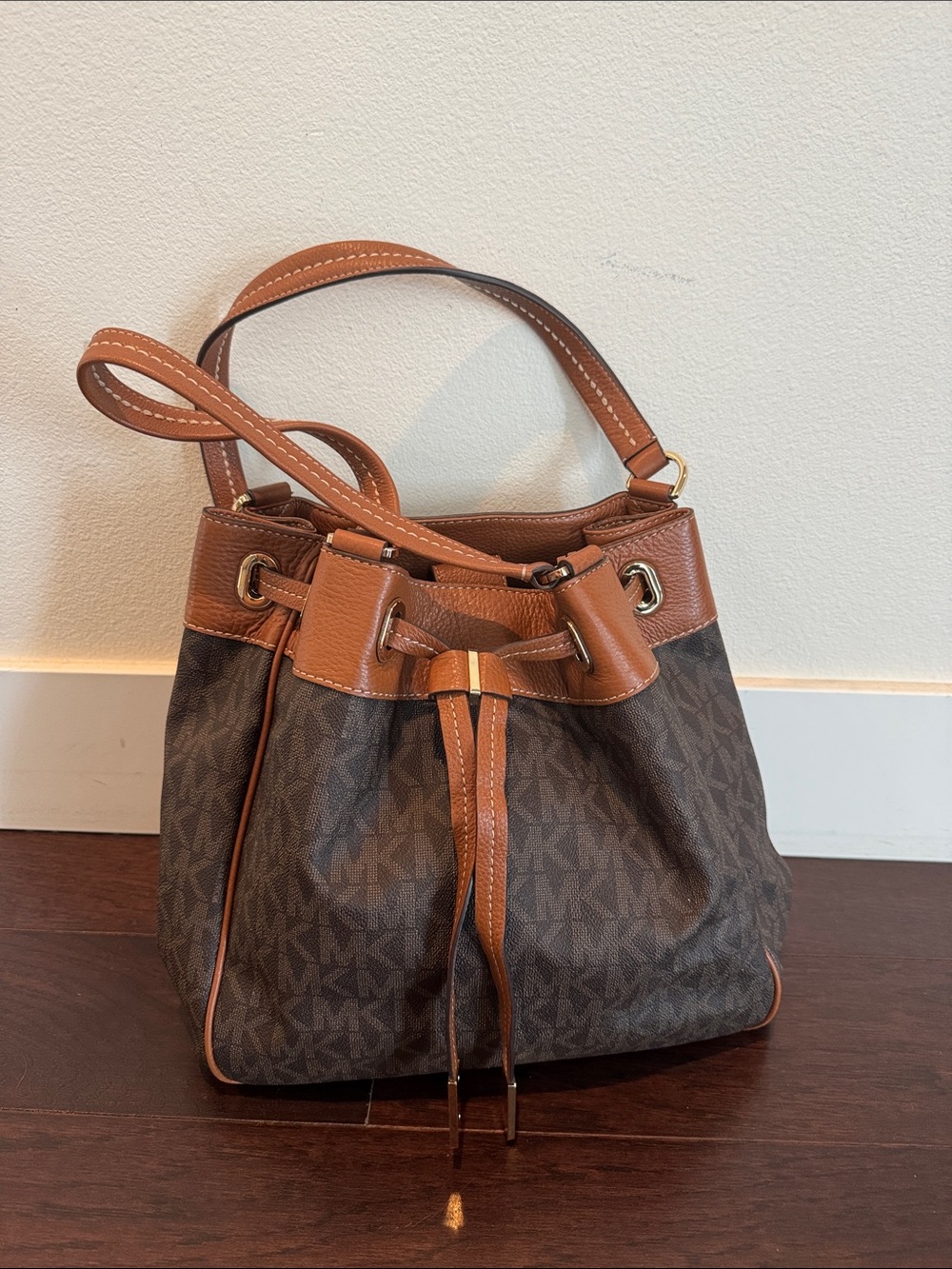 Brown Monogram Drawstring Bucket Bag